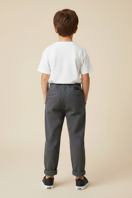 Pantalon Gris Décontracté Garçon Coton Élastique - vue 2