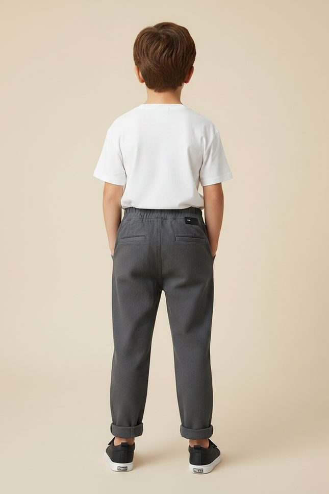 Pantalon Gris Décontracté Garçon Coton Élastique - vue 2