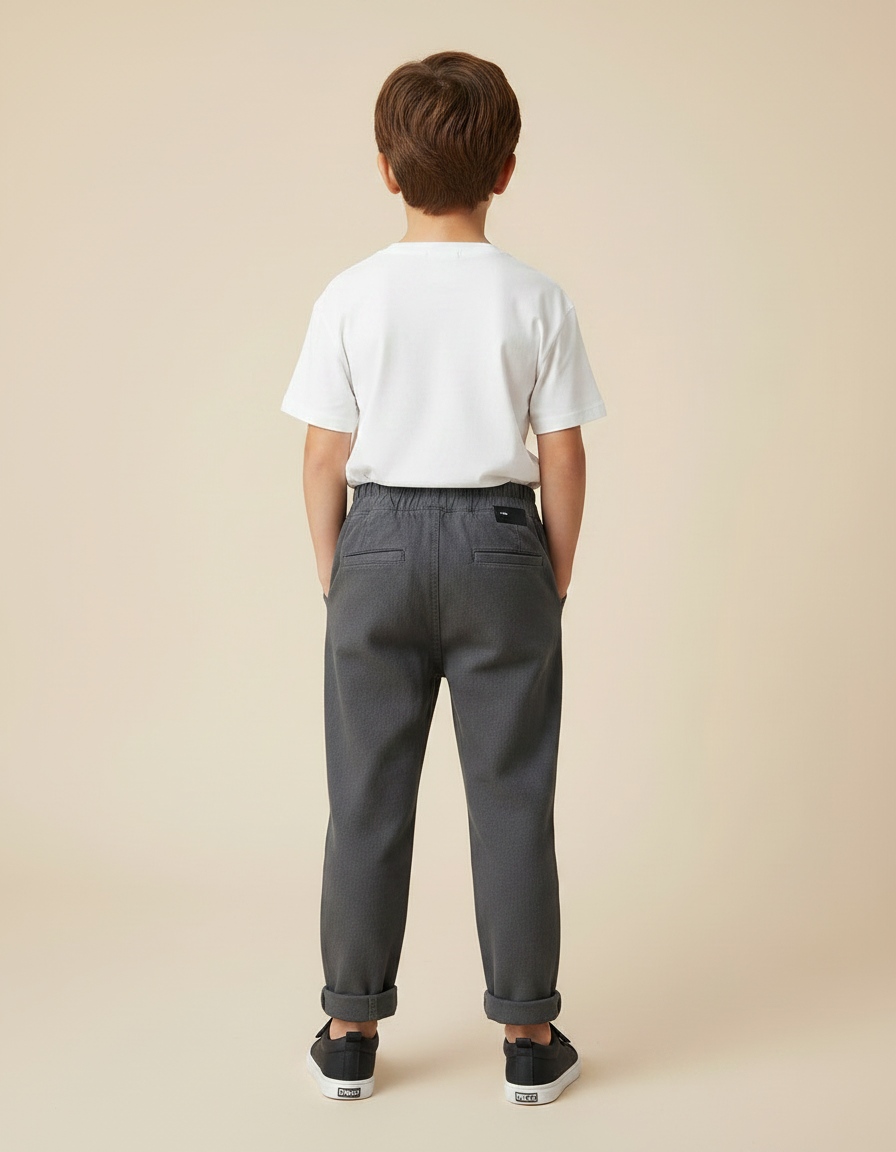 Pantalon Gris Décontracté Garçon Coton Élastique - vue 2