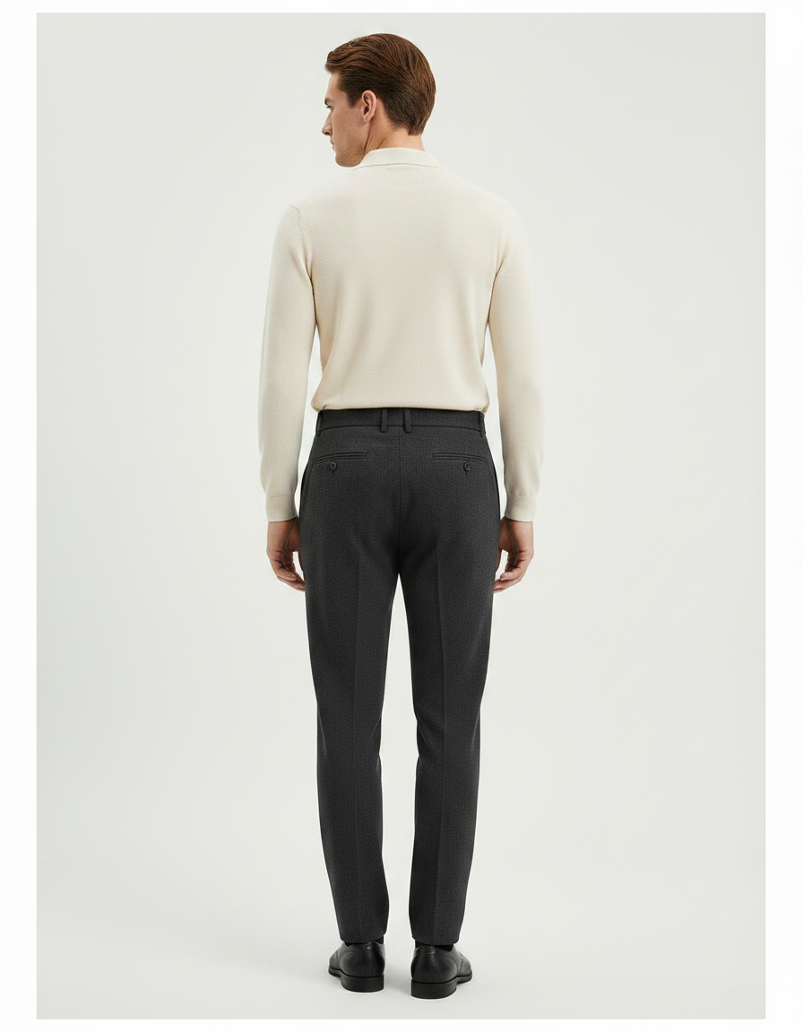 Pantalon À Pince Gris Homme - Laine - vue 2