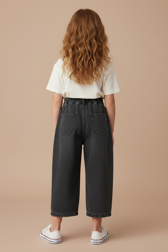 Pantalon Gris Denim Ample Décontracté Enfant - Jean - vue 2