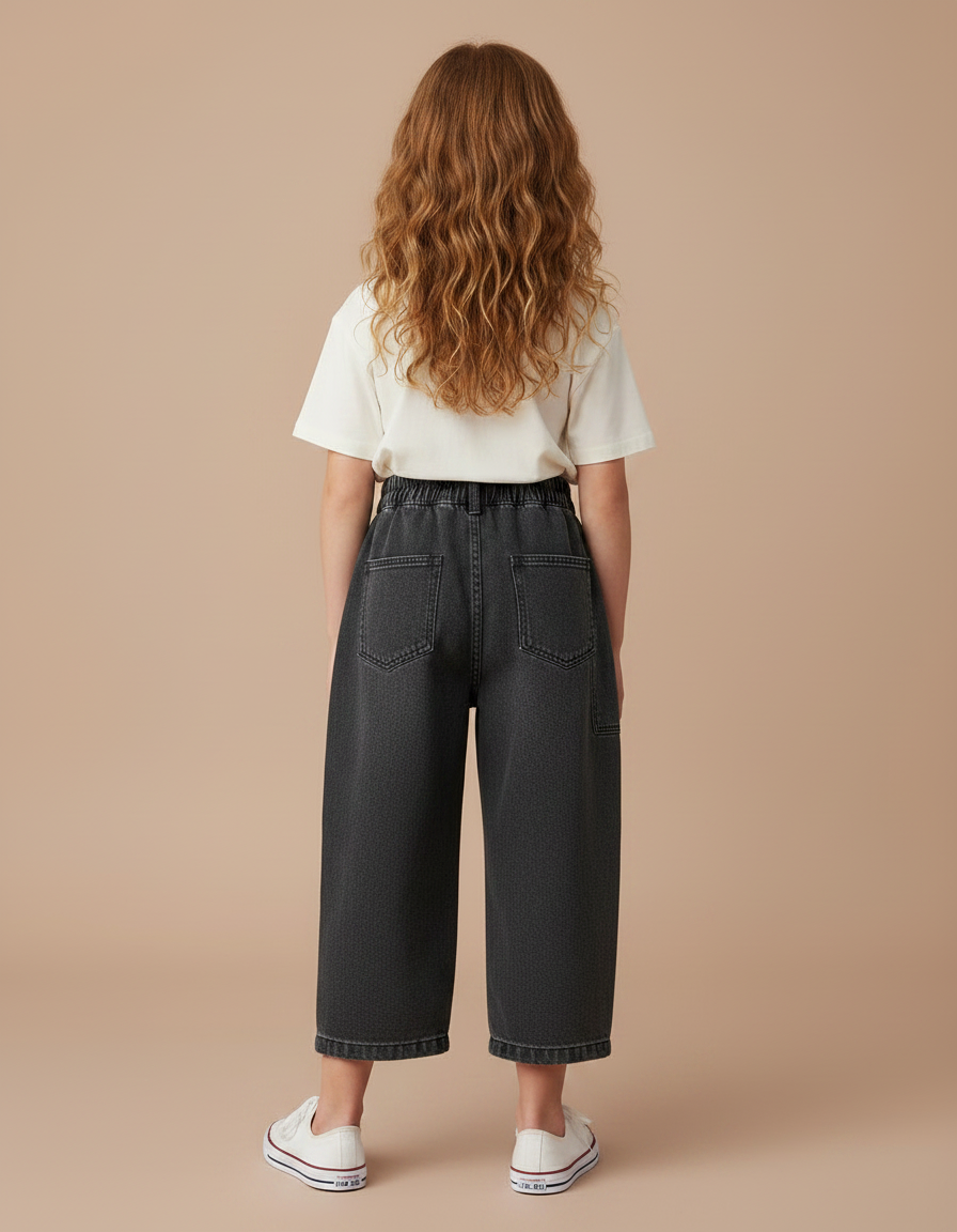 Pantalon Gris Denim Ample Décontracté Enfant - Jean - vue 2