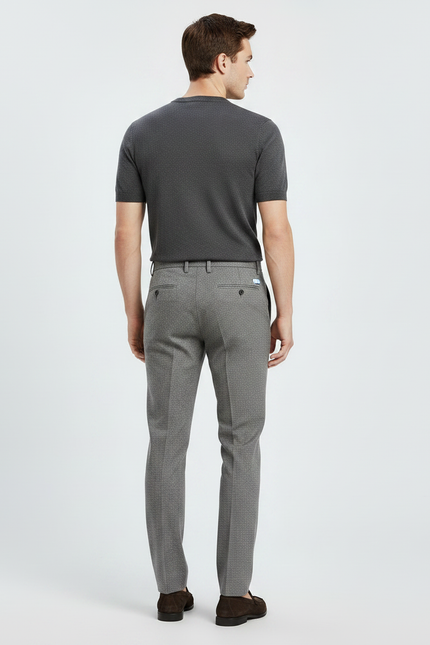 Pantalon Gris Texturé Slim Business Homme Laine Élégant - vue 2