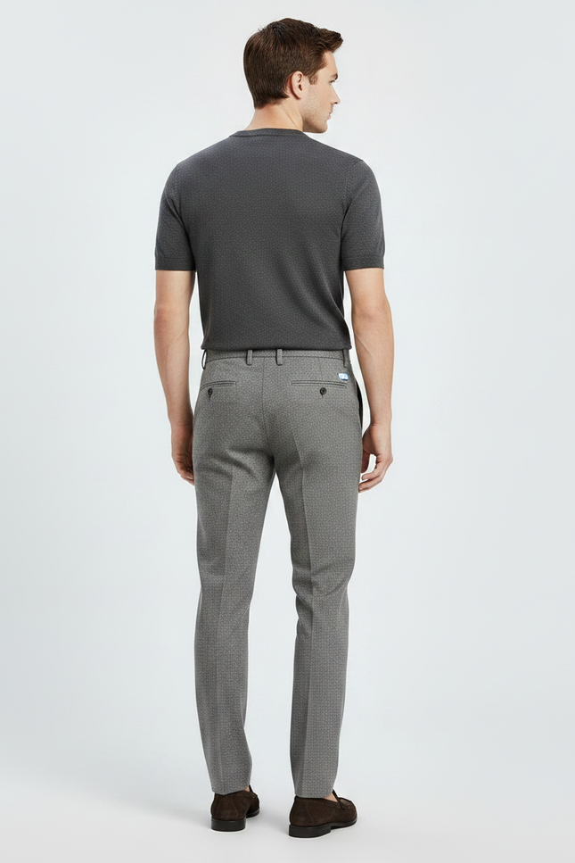 Pantalon Gris Texturé Slim Business Homme Laine Élégant - vue 2