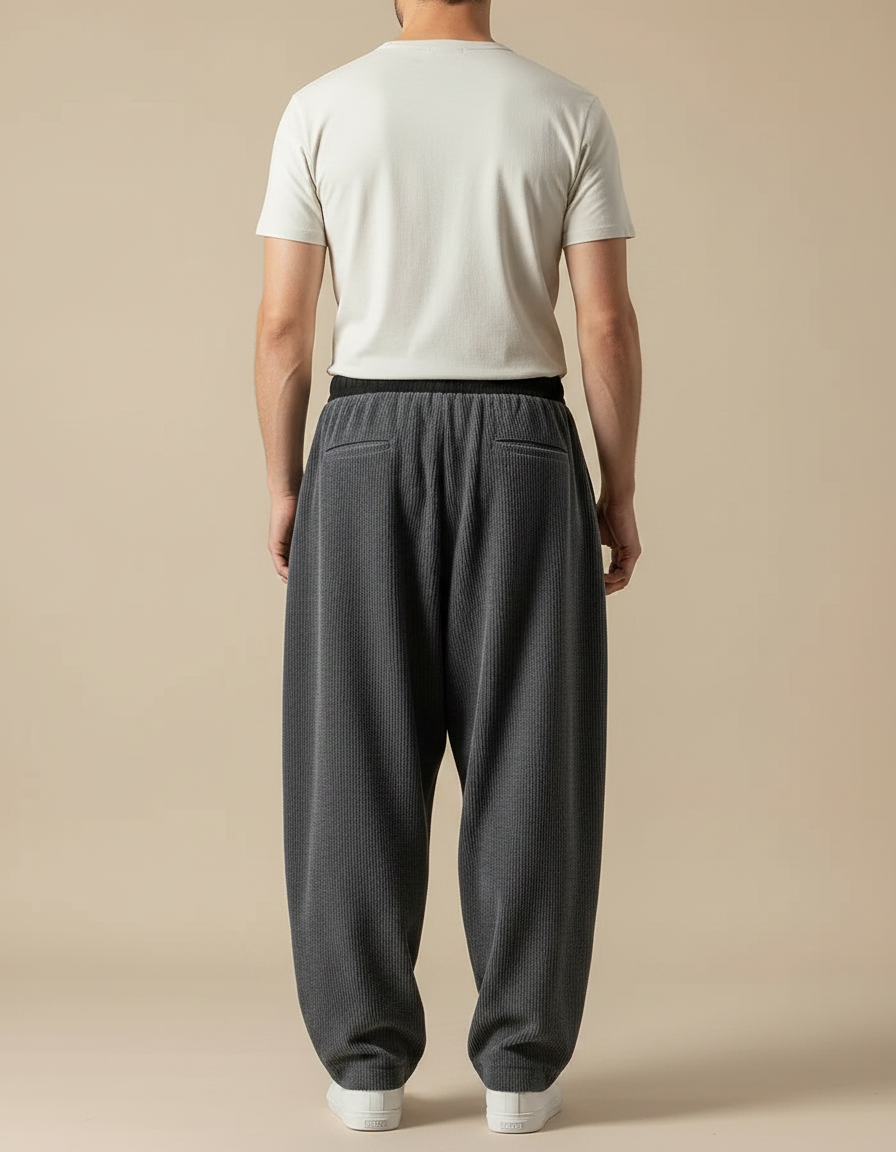 Pantalon Parachute Gris Homme - Cordé - vue 2