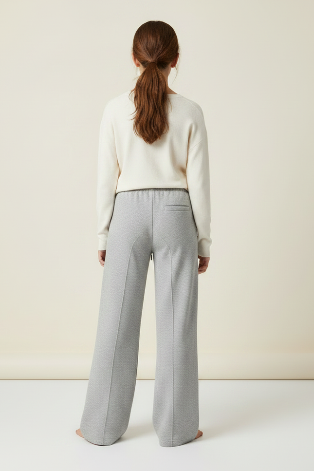 Pantalon Gris Ample Décontracté Molletonné Cordon Fille - vue 2