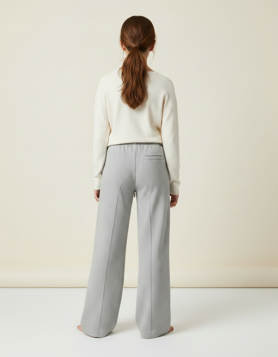 Pantalon Gris Ample Décontracté Molletonné Cordon Fille - vue 2