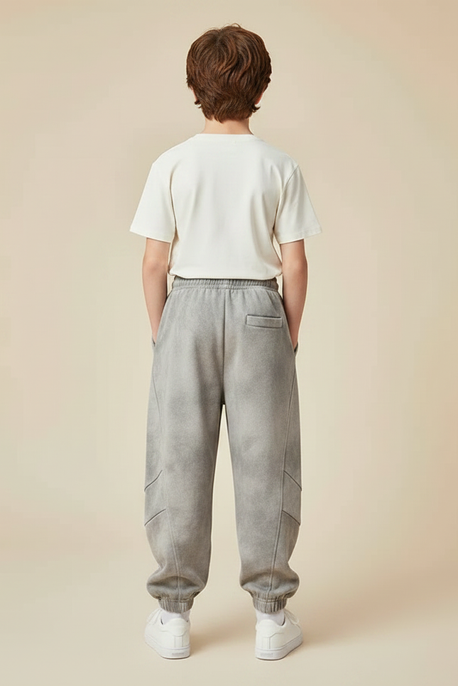 Pantalon Gris Ample Tie-Dye Décontracté Enfant Cordon - Molleton - vue 2
