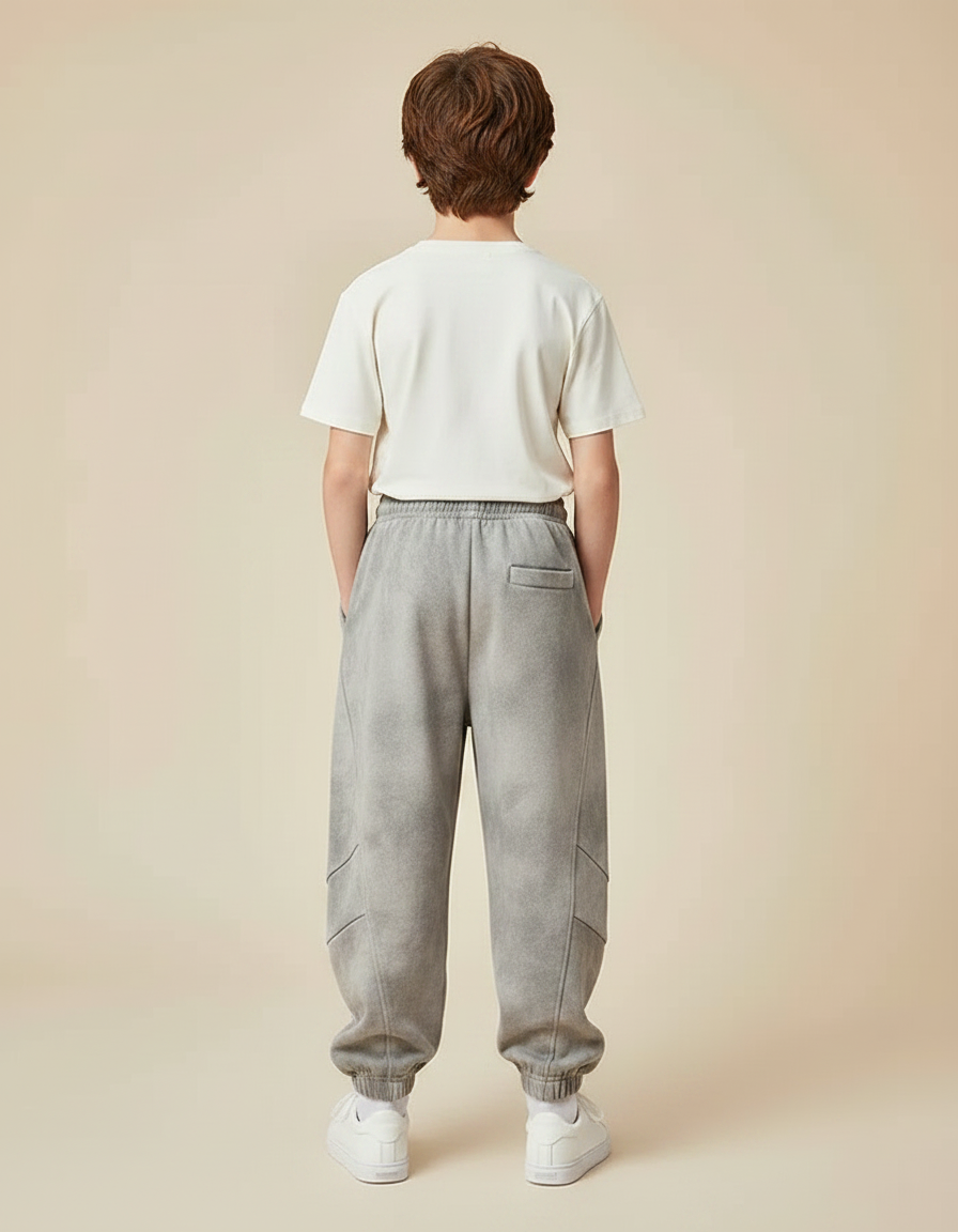 Pantalon Gris Ample Tie-Dye Décontracté Enfant Cordon - Molleton - vue 2