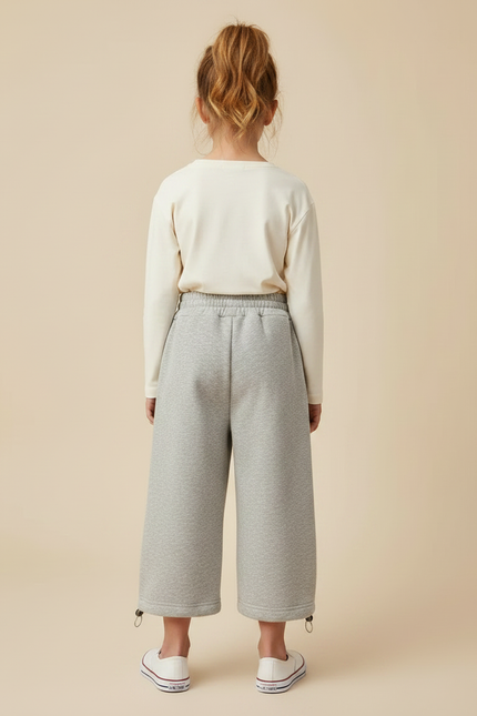 Pantalon Gris Large Molletonné Décontracté Enfant - vue 2
