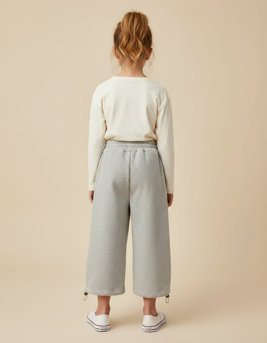 Pantalon Gris Large Molletonné Décontracté Enfant - vue 2