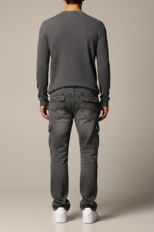Pantalon Gris Cargo Denim Ample Décontracté Homme - Jean - vue 2