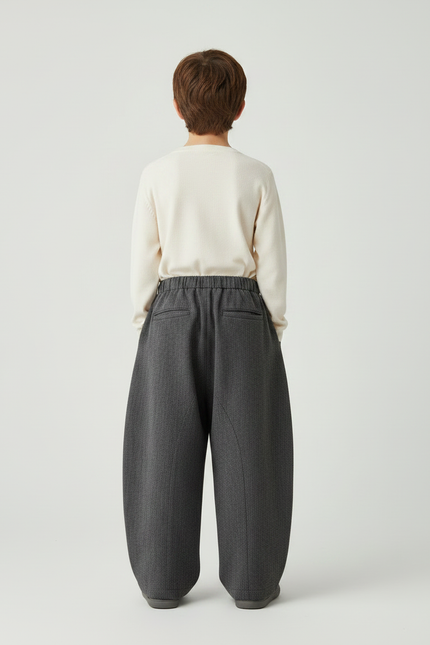 Pantalon Gris Ample Décontracté Droit Enfant - Tweed - vue 2