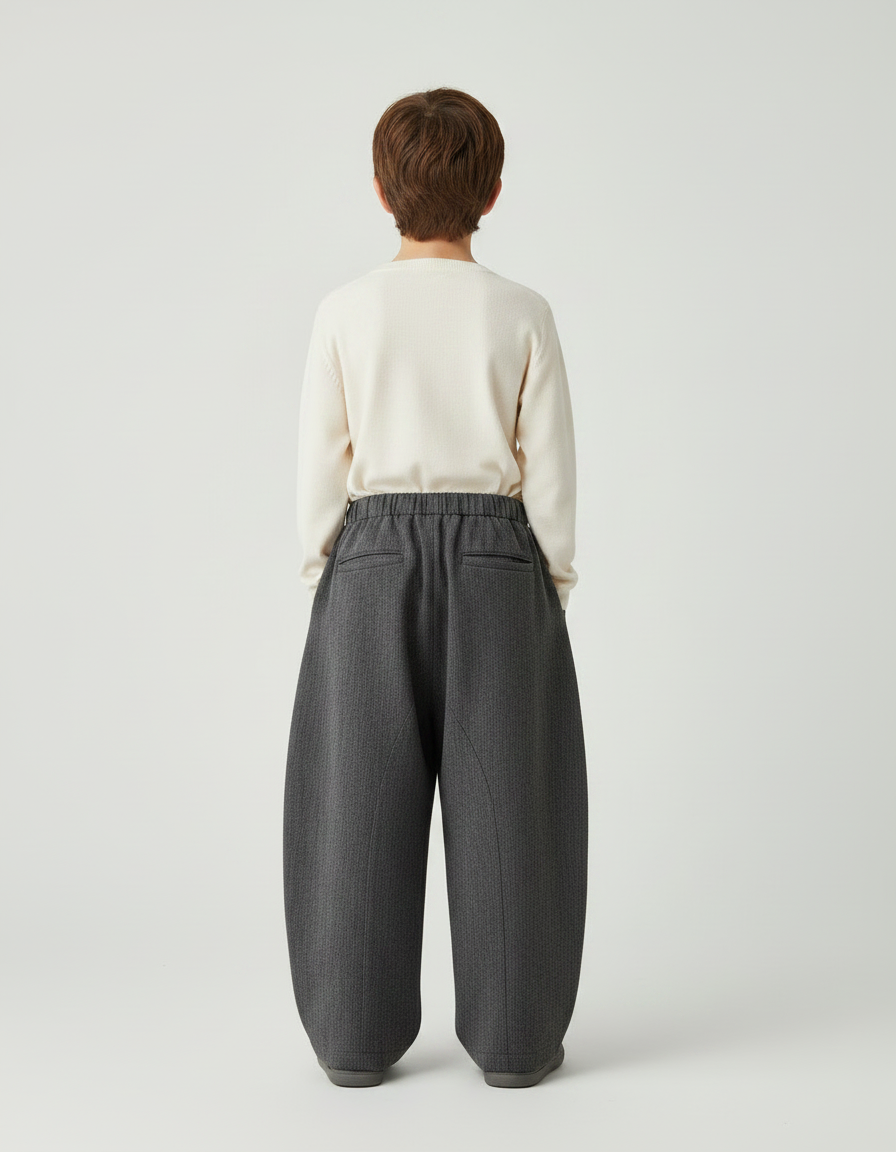 Pantalon Gris Ample Décontracté Droit Enfant - Tweed - vue 2