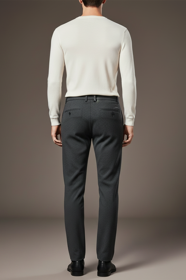 Pantalon Gris Slim Élégant Motif Discret Homme - Laine - vue 2