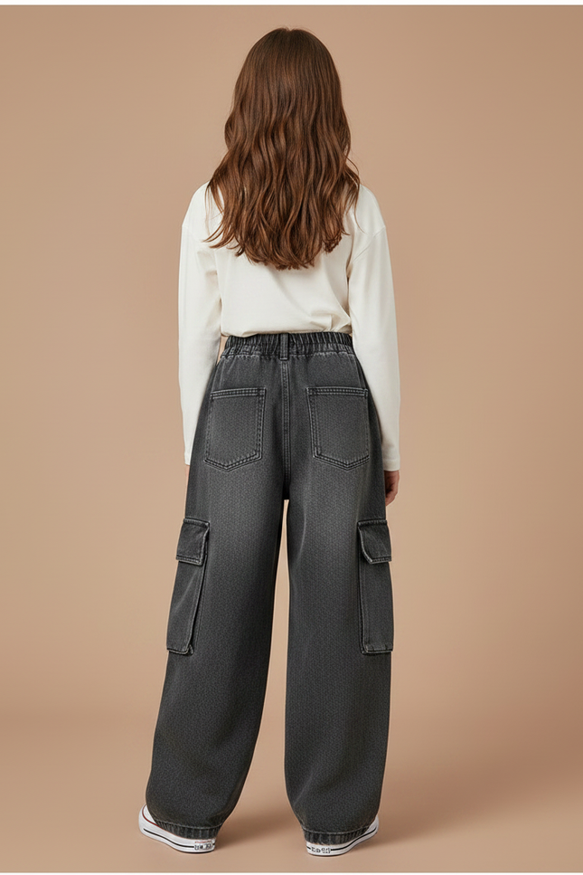 Pantalon Gris Cargo Ample Denim Enfant Décontracté - Jean - vue 2