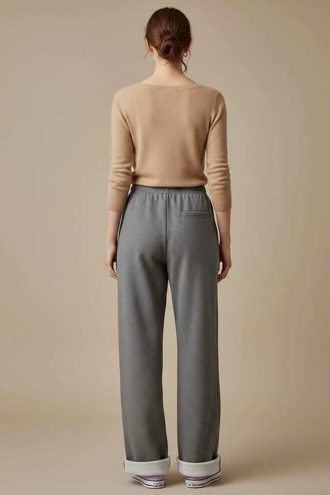 Pantalon Gris Ample Décontracté Molleton Doublé Femme - vue 2