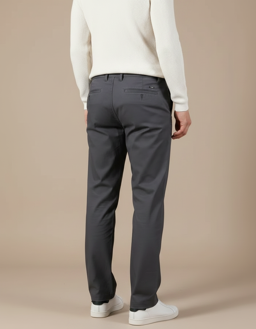 Pantalon Gris Droit Décontracté Coton Homme - vue 2