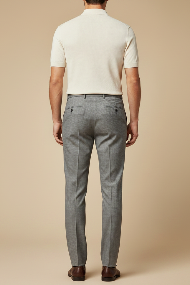 Pantalon Gris Élégant Droit Business Habillé Homme - Laine - vue 2