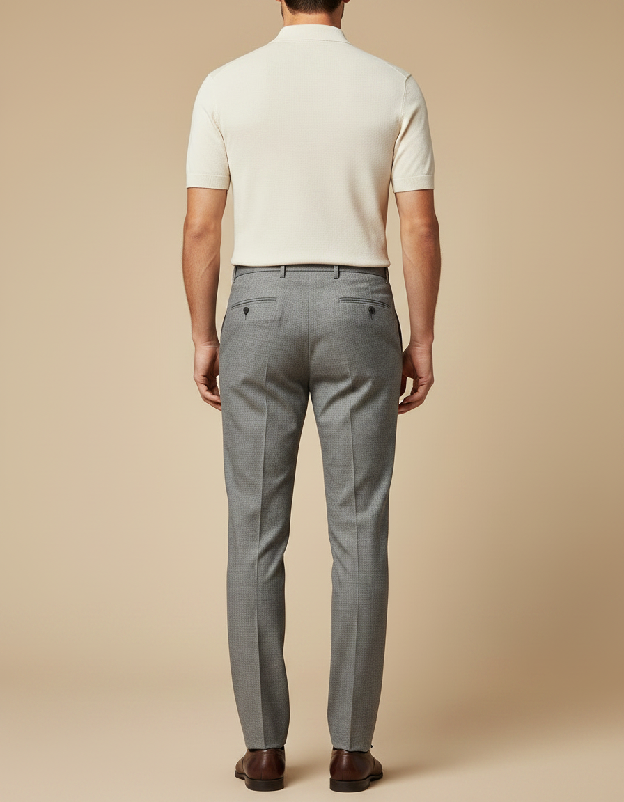 Pantalon Gris Élégant Droit Business Habillé Homme - Laine - vue 2