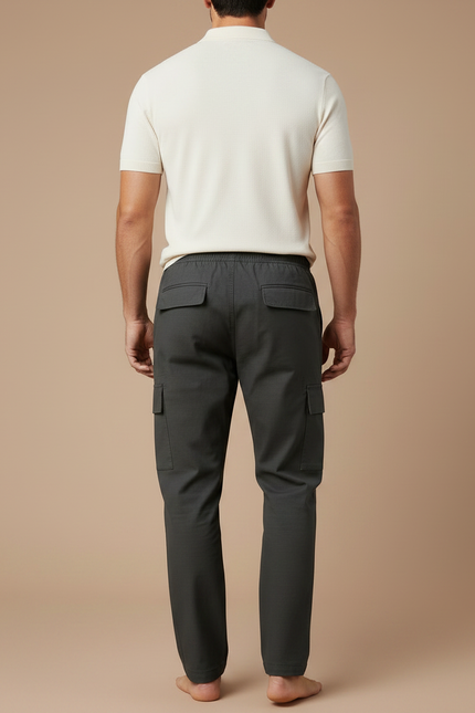 Pantalon Gris Cargo Décontracté Homme Coton - vue 2