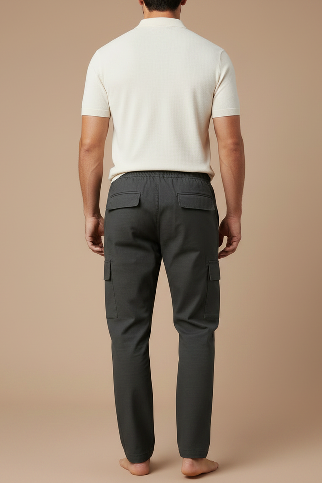 Pantalon Gris Cargo Décontracté Homme Coton - vue 2