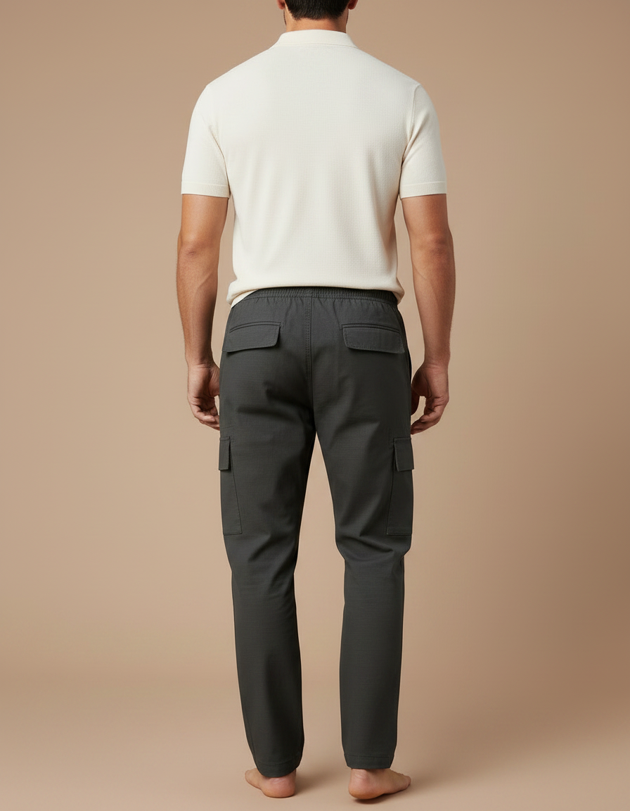 Pantalon Gris Cargo Décontracté Homme Coton - vue 2