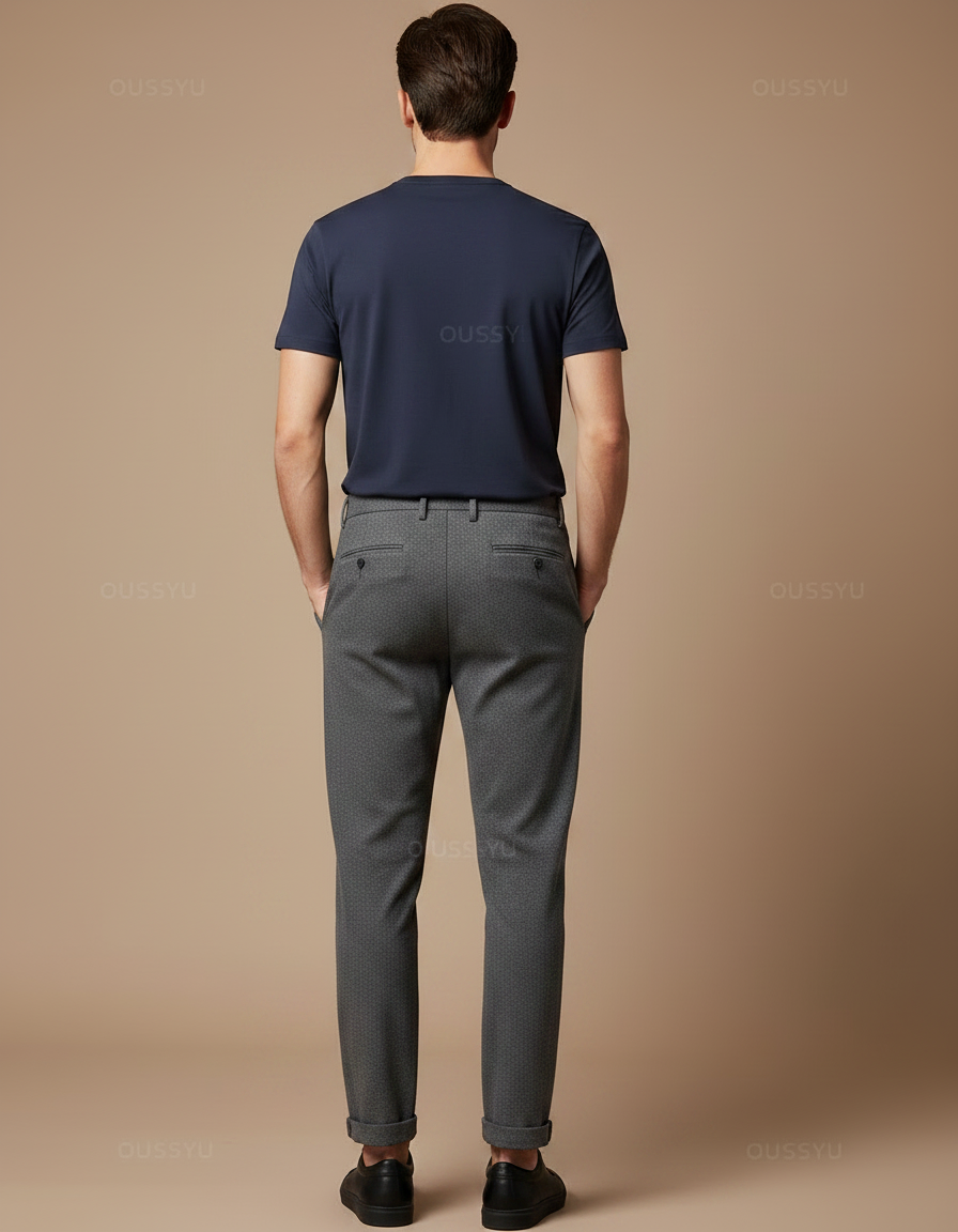 Pantalon Gris Plissé Élégant Décontracté Homme - Laine - vue 2
