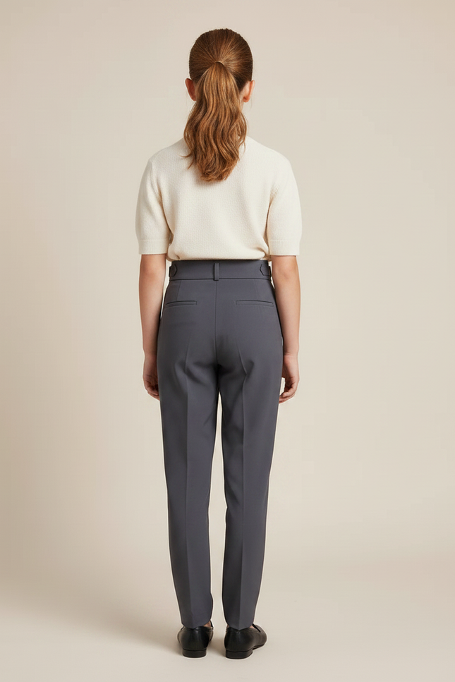 Pantalon Gris Plissé Taille Haute Élégant Fille - Polyester - vue 2