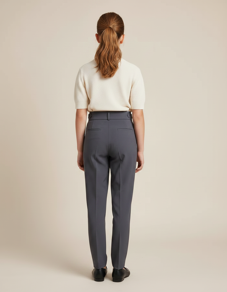 Pantalon Gris Plissé Taille Haute Élégant Fille - Polyester - vue 2