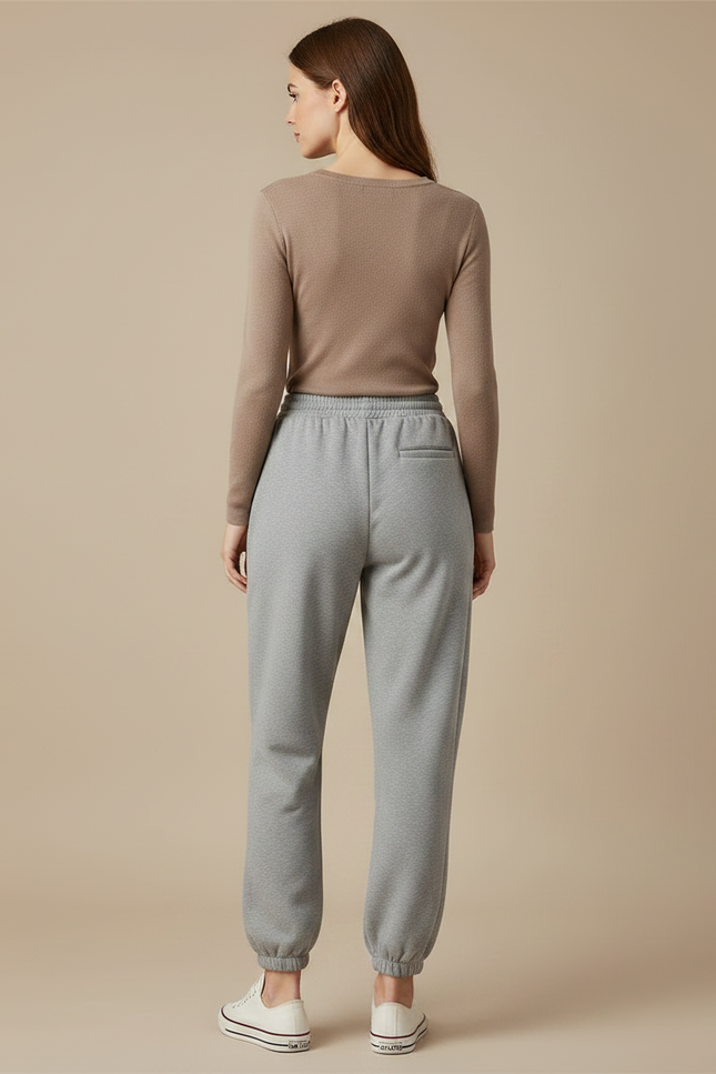 Pantalon Gris Molletonné Ample Sport Décontracté Femme - vue 2