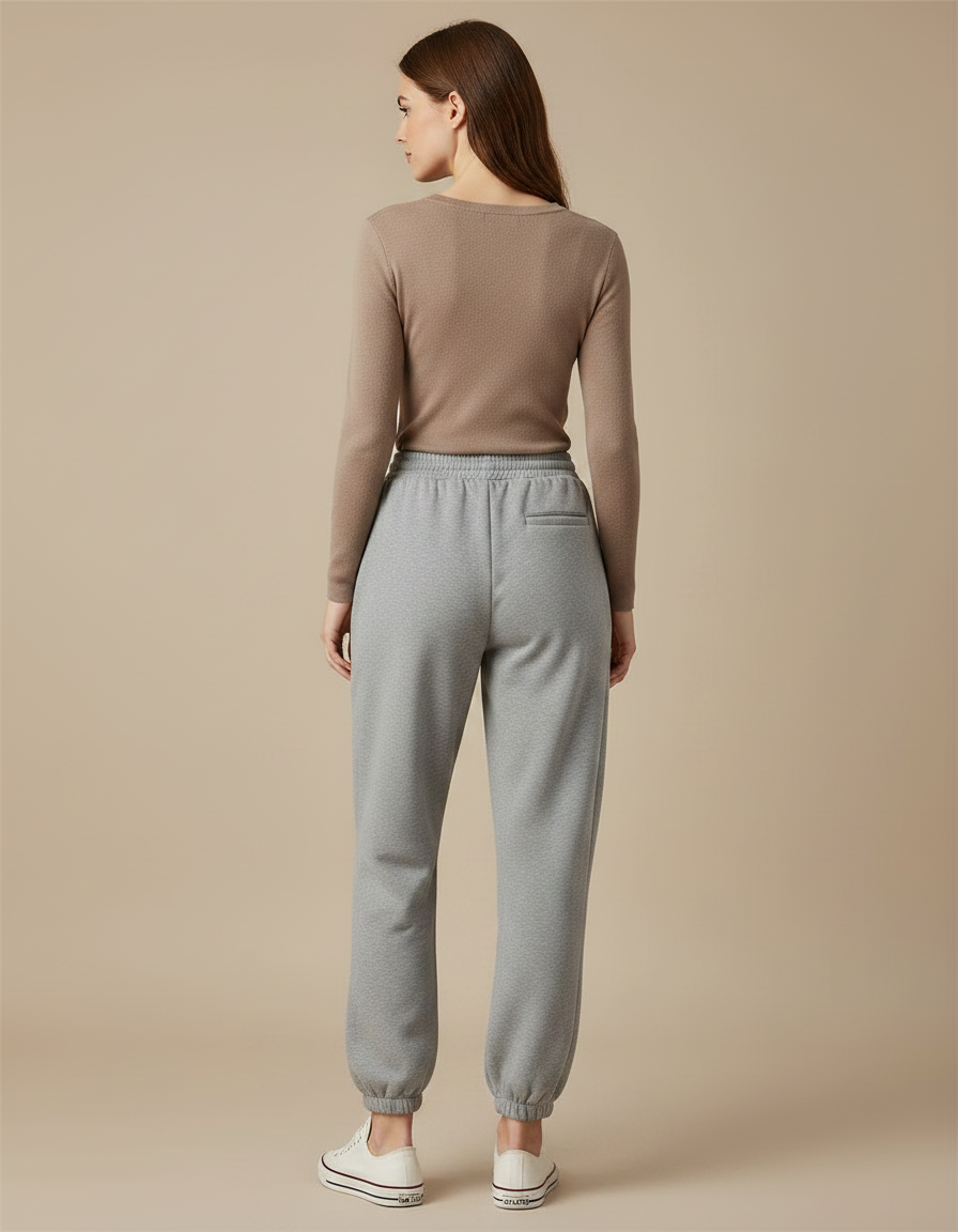 Pantalon Gris Molletonné Ample Sport Décontracté Femme - vue 2