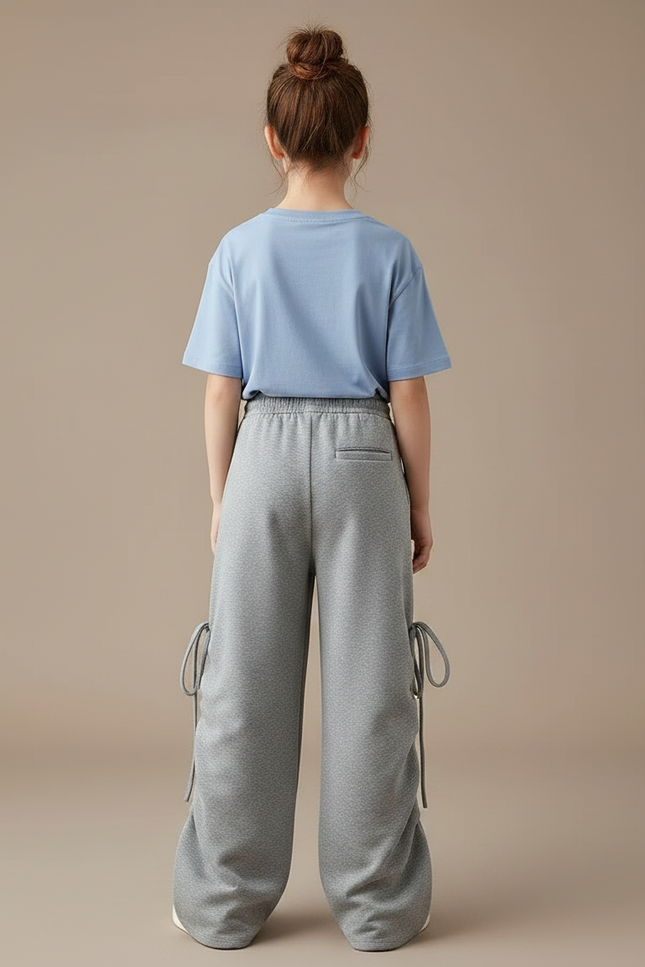 Pantalon Gris Ample Molletonné Lacets Enfant - vue 2