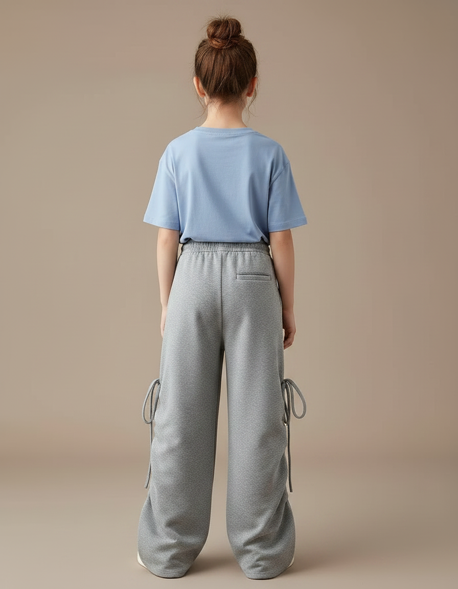 Pantalon Gris Ample Molletonné Lacets Enfant - vue 2