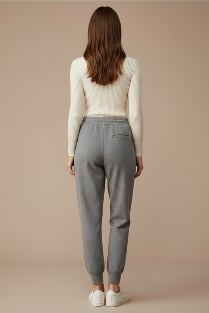 Pantalon Gris Molletonné Confortable Tricoté Femme - vue 2