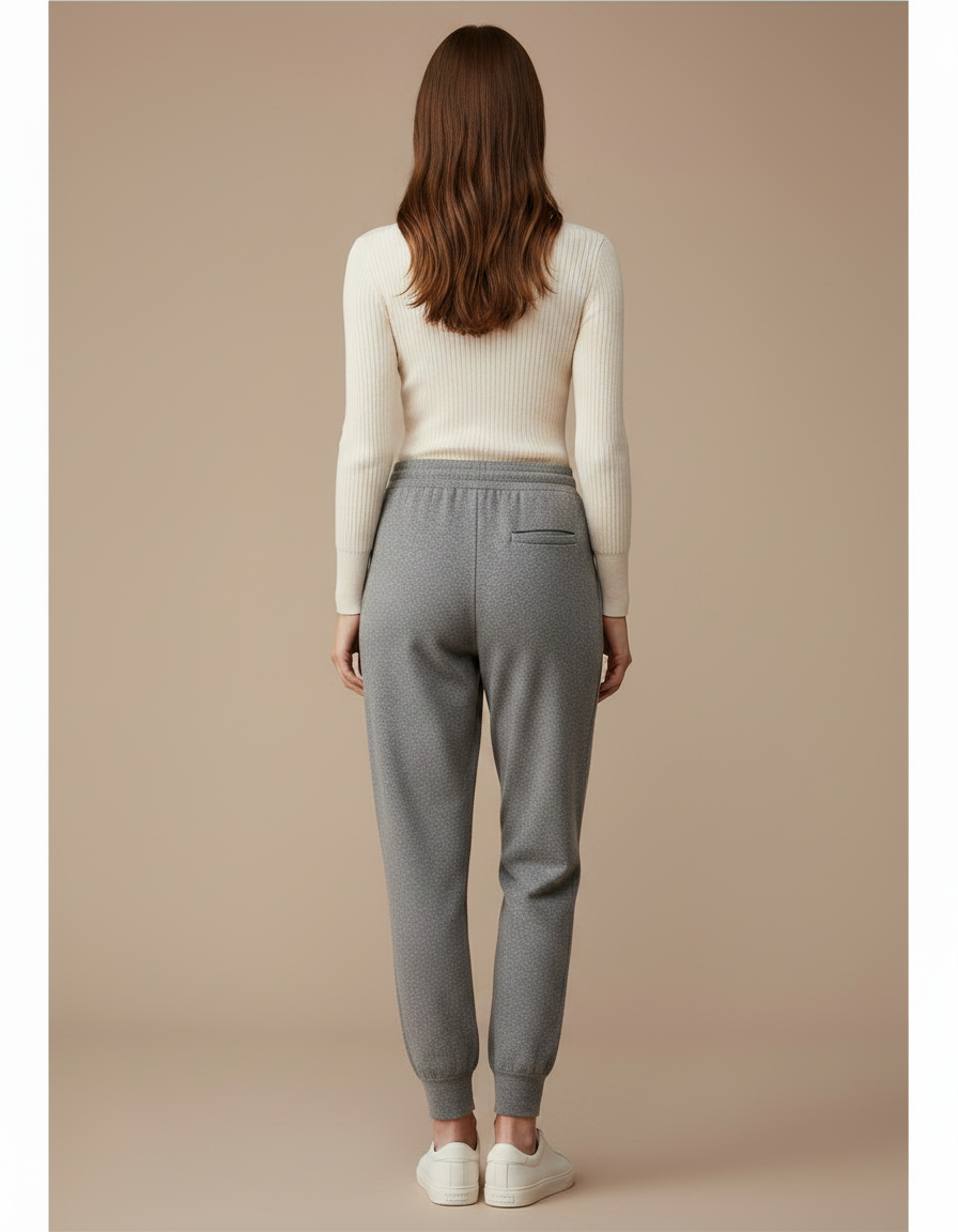 Pantalon Gris Molletonné Confortable Tricoté Femme - vue 2