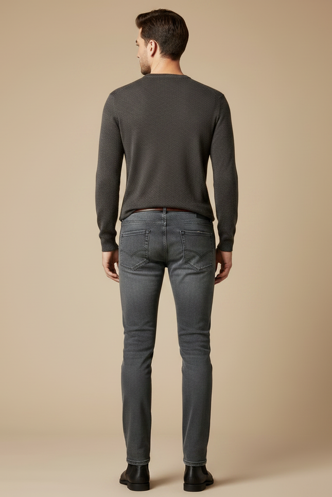 Pantalon Gris Jean Skinny Homme Décontracté Ajusté - vue 2