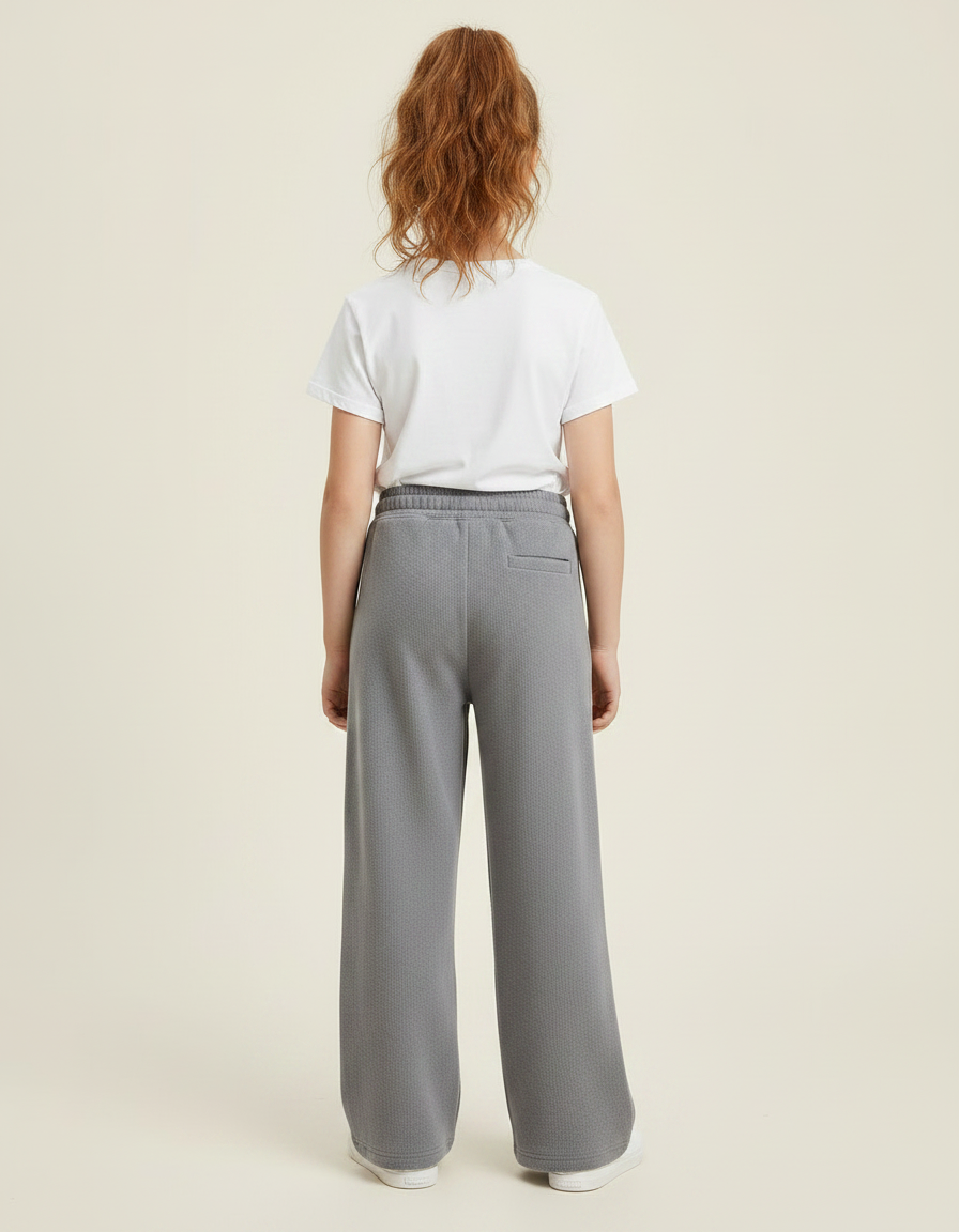 Pantalon Gris Ample Décontracté Confortable Molleton Enfant - vue 2