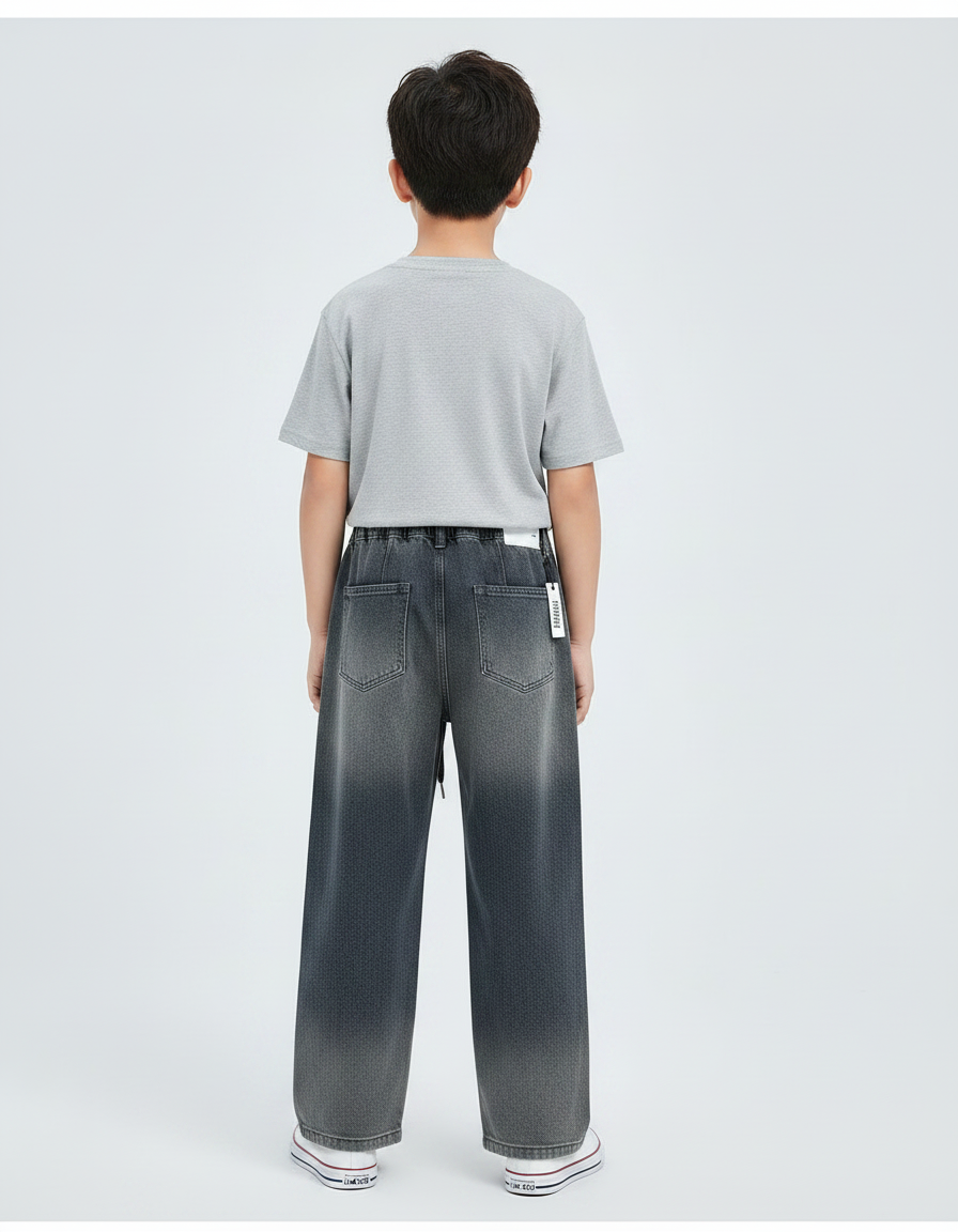 Pantalon Gris Dégradé Ample Denim Garçon - Jean - vue 2