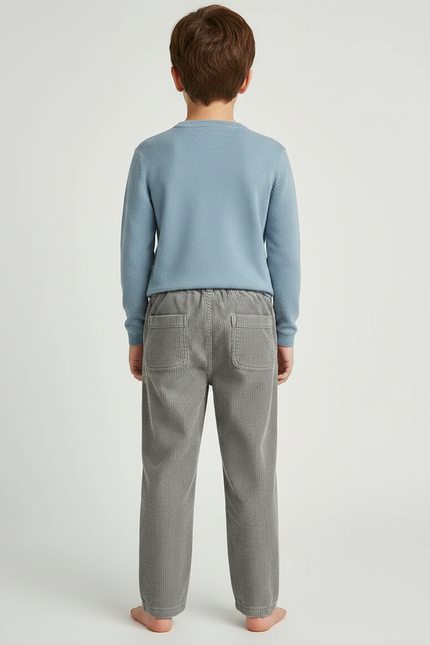 Pantalon Gris Côtelé Enfant Décontracté Ample - Cordé - vue 2