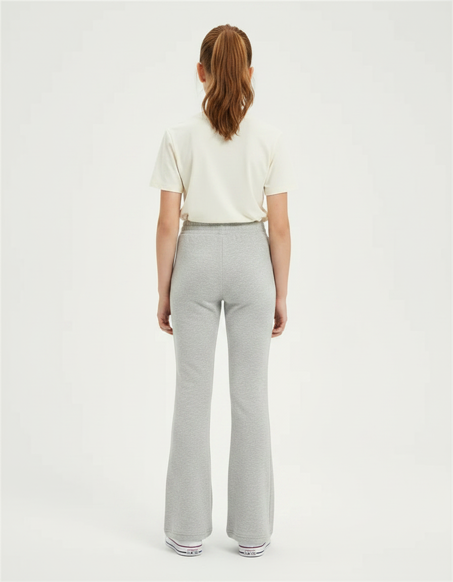 Pantalon Gris Évasé Confortable Décontracté Fille - Molleton - vue 2