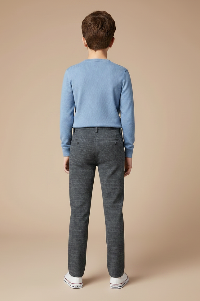 Pantalon Gris Droit Décontracté Garçon Texturé - Tweed - vue 2