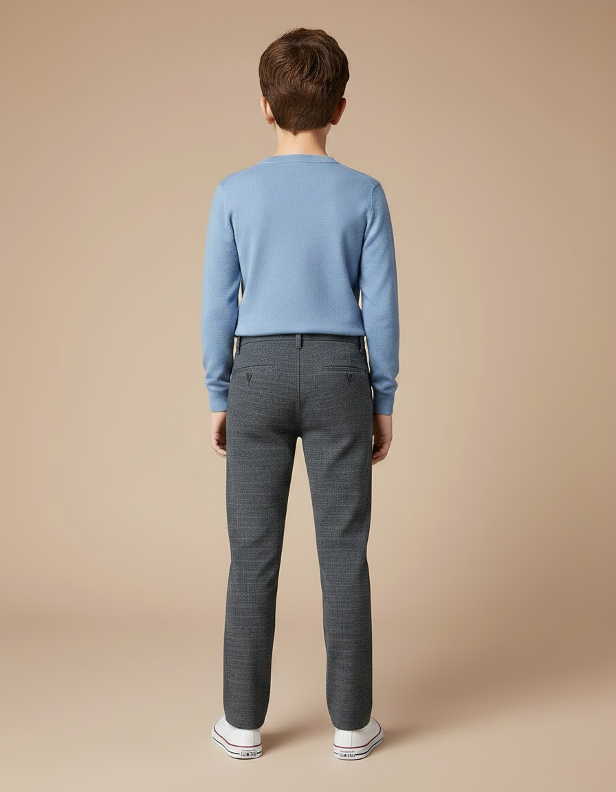 Pantalon Gris Droit Décontracté Garçon Texturé - Tweed - vue 2