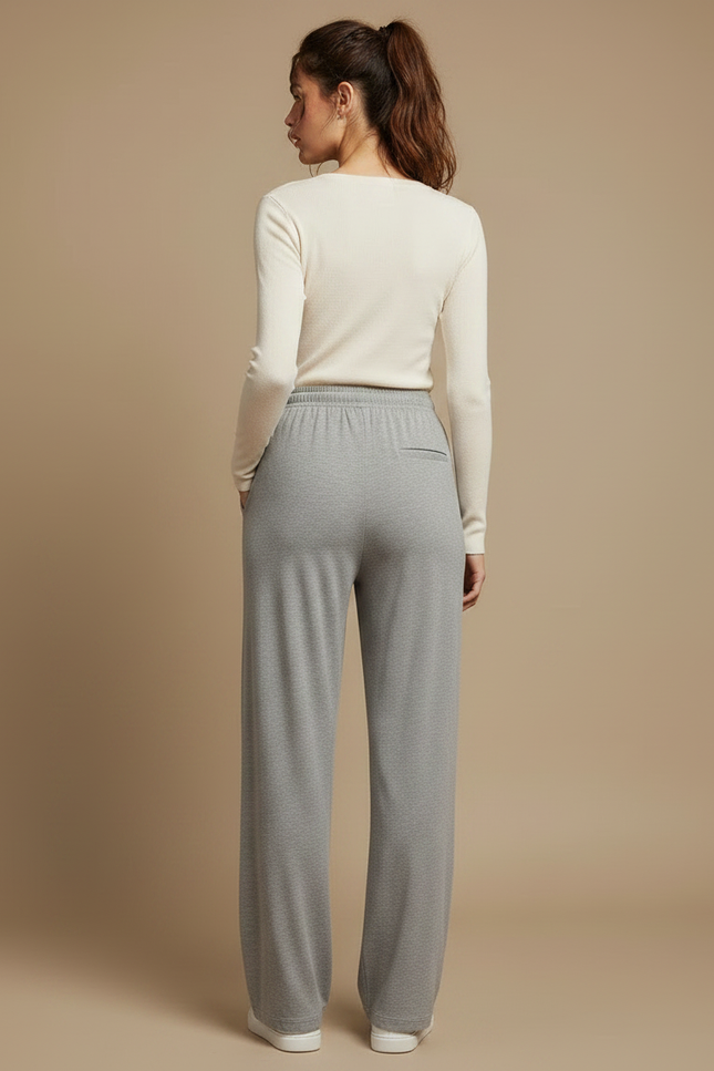 Pantalon Gris Fluide Ample Cordon Décontracté Femme - Maille - vue 2