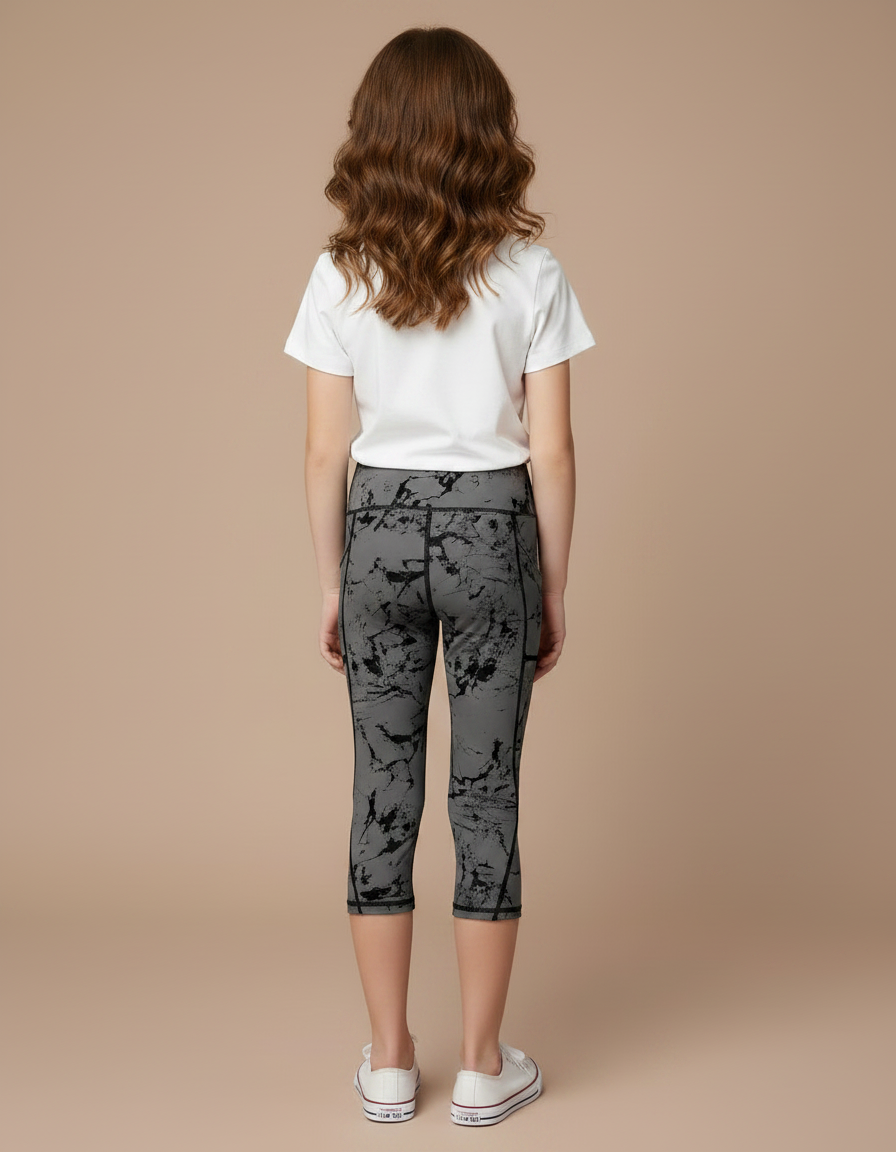 Pantalon Gris Capri Imprimé Sport Fille - Polyester - vue 2