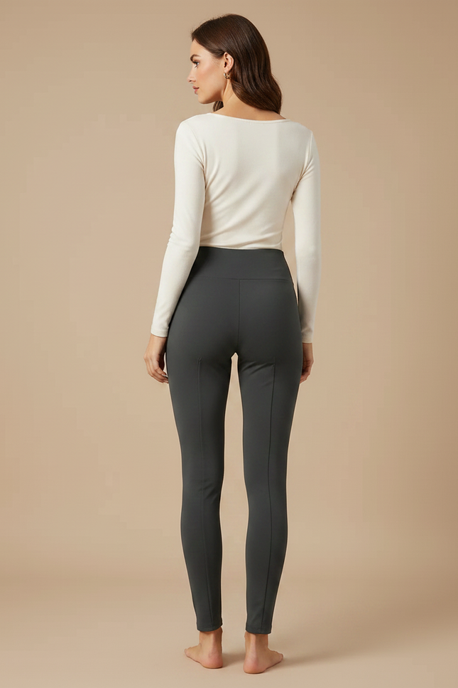 Pantalon Gris Slim Chaud Doux Élastique Hiver - Molleton - vue 2