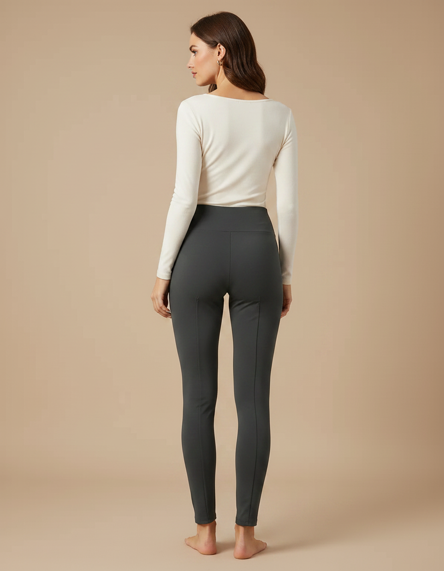 Pantalon Gris Slim Chaud Doux Élastique Hiver - Molleton - vue 2
