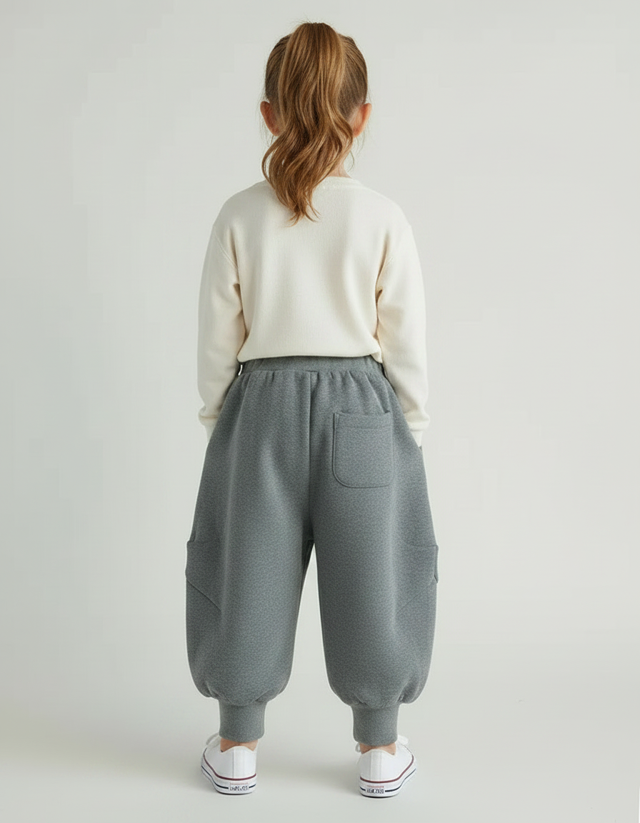 Pantalon Gris Harem Chaud Décontracté Enfant - Molleton - vue 2