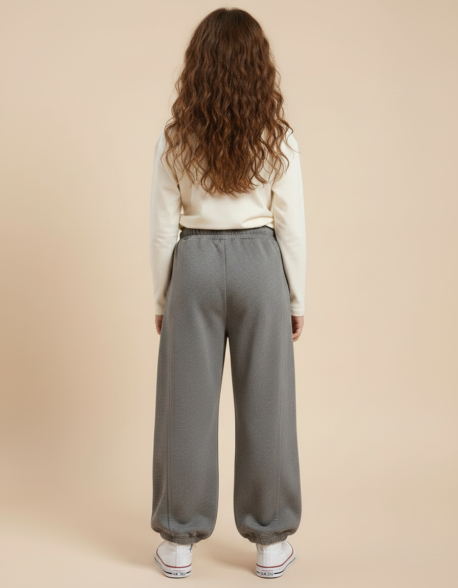 Pantalon Gris Ample Décontracté Confortable Molleton Fille - vue 2