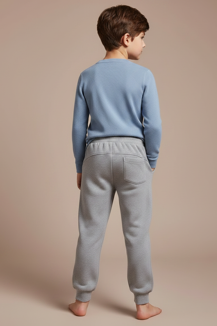 Pantalon Gris Molleton Décontracté Confortable Élastique Garçon - vue 2
